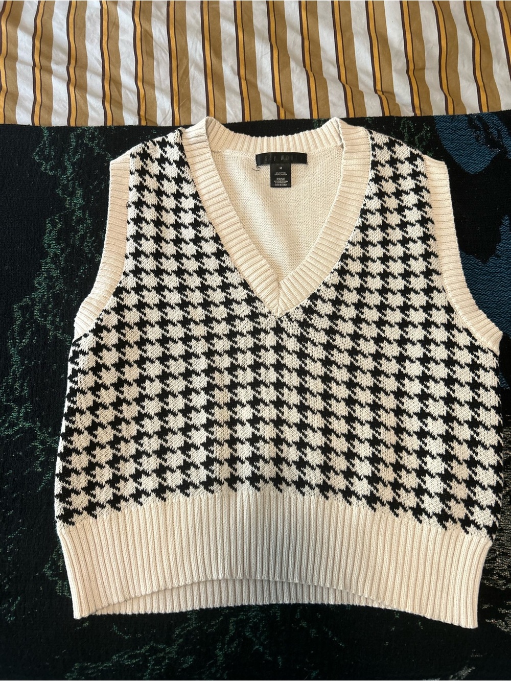 Say What? Cream Knit Sweater Top with Black Label